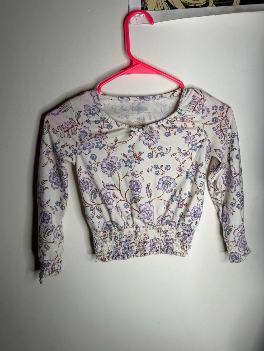 OshKosh B'gosh Cream Top with Purple and Blue Floral Print